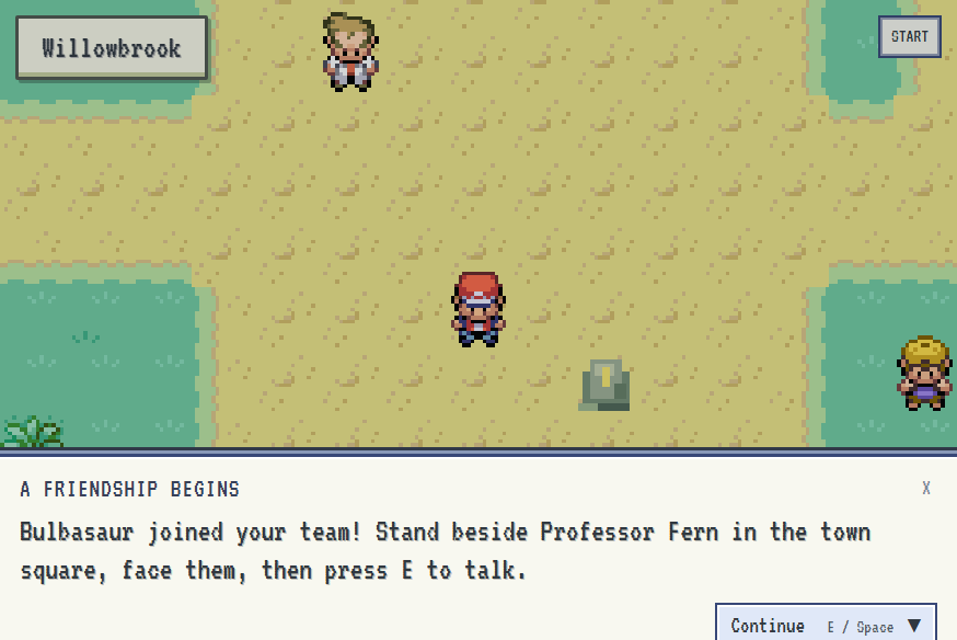 Exploring the overworld in Infinite Pokémon